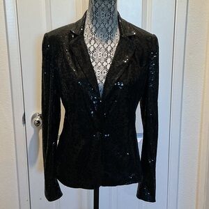 Joan Vass Black Sequin Blazer - Tailored Evening Jacket